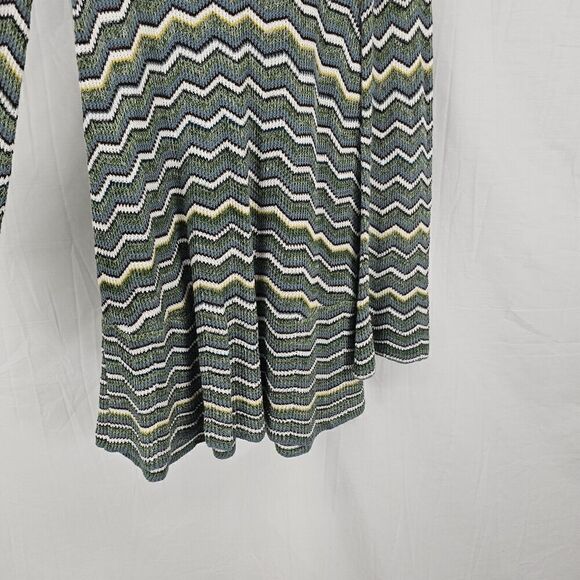 Free People Tunic Sweater Dress Zig-Zag Knit Bell Sleeves Green Blue Size XS - Picture 6 of 9